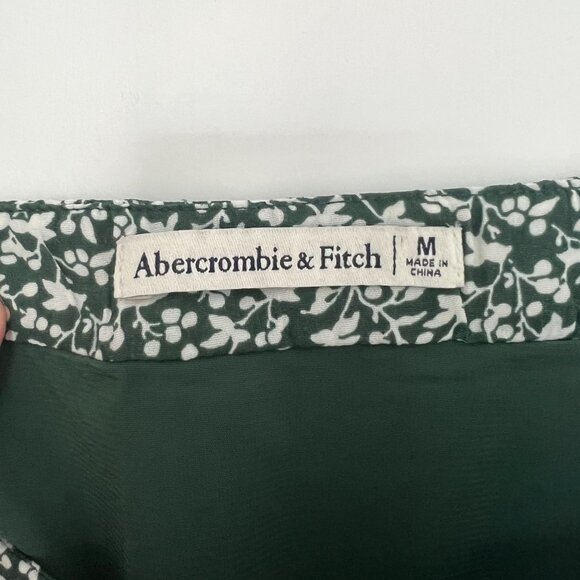 Abercrombie & Fitch Midi Slit Skirt - Green with White Floral, Size M Medium - Picture 5 of 5